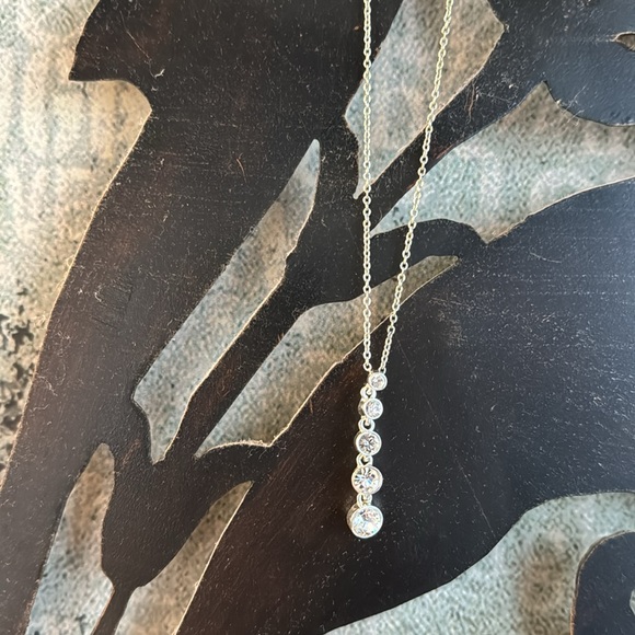 Like New 5 Stone Journey Pendant-Silver Toned-With Box - Picture 11 of 16